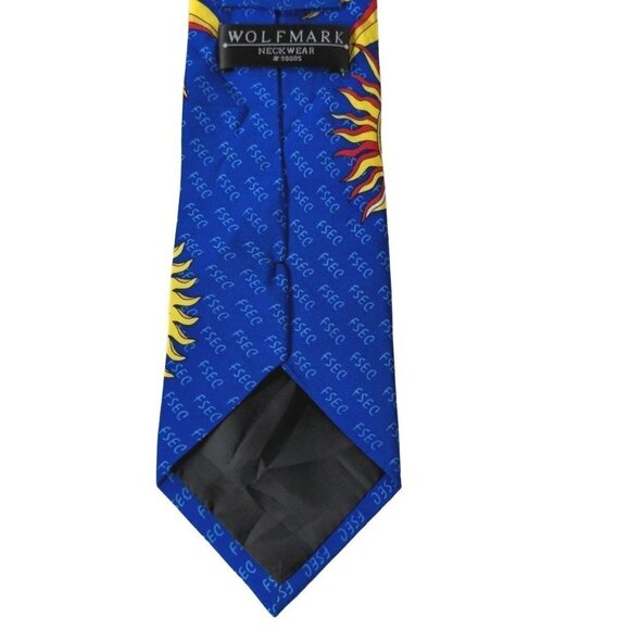 Sunshine Sun Face Blue Yellow Silk Novelty Necktie - Picture 6 of 8